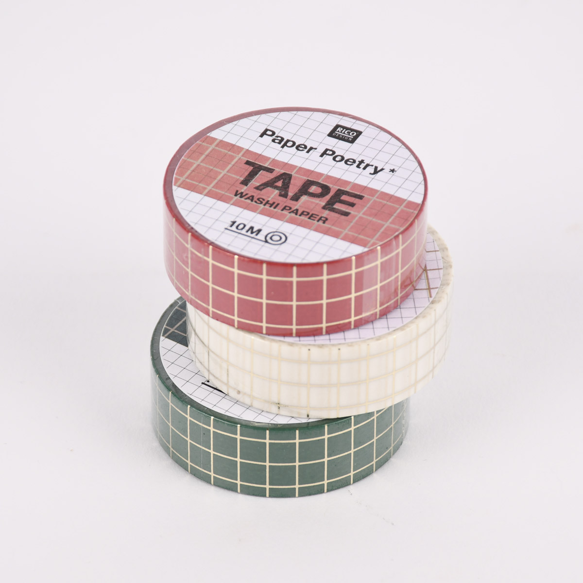 Rico Design Washi Tape Karo weiß gold 1,5cmx10m