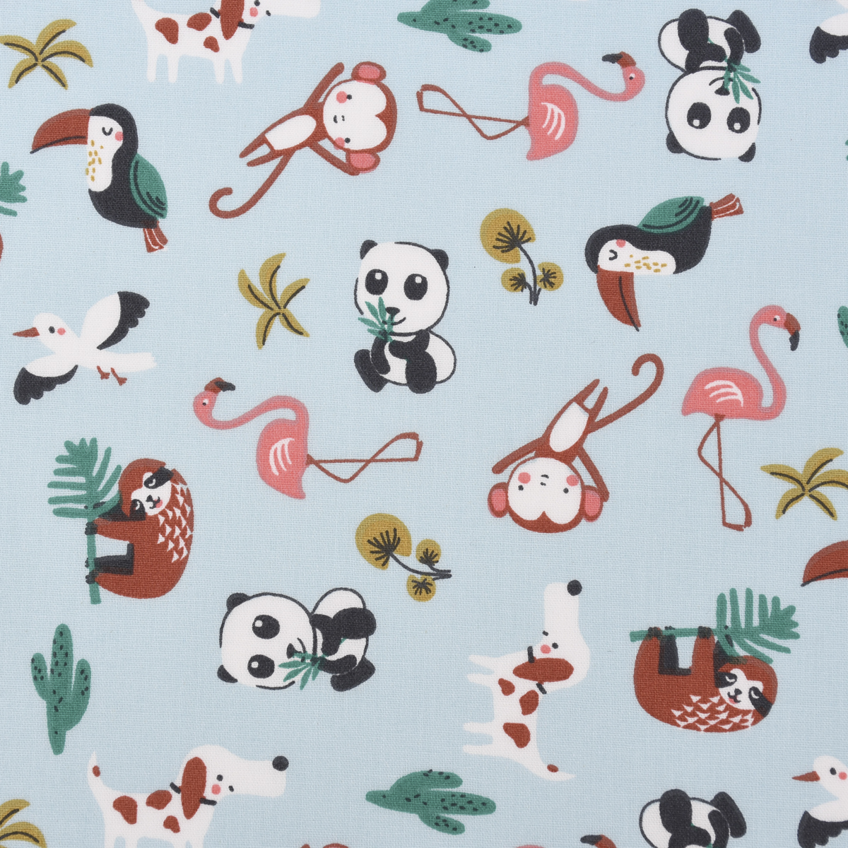 Baumwollstoff MATAHI Tiere Kaktus Bltter hellblau bunt 1,5m Breite | eBay