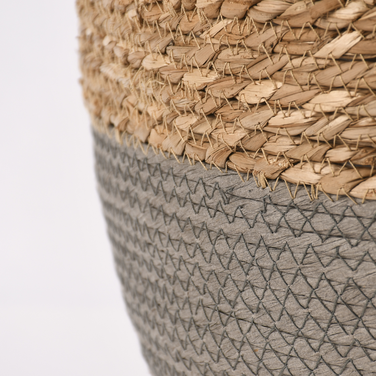 Korb aus Seegras zweifarbig rund mit Henkeln natur grau verschiedene