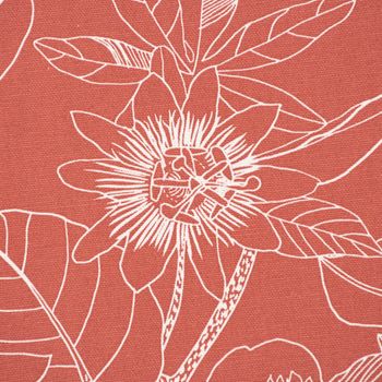 Dekostoff Baumwolle Canvas Orkeo Blumen Blätter Zeichnung marsala-rot weiß  1,5m Breite