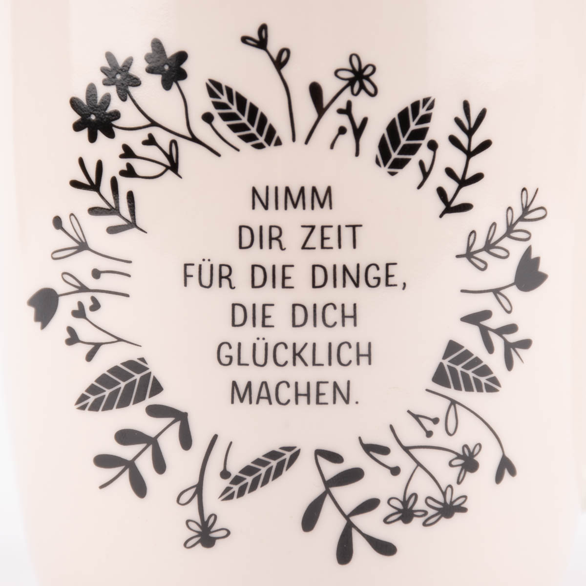 81072GrafikWerkstattTasseNimmdirZeitBlumenrosaschwarzweiss