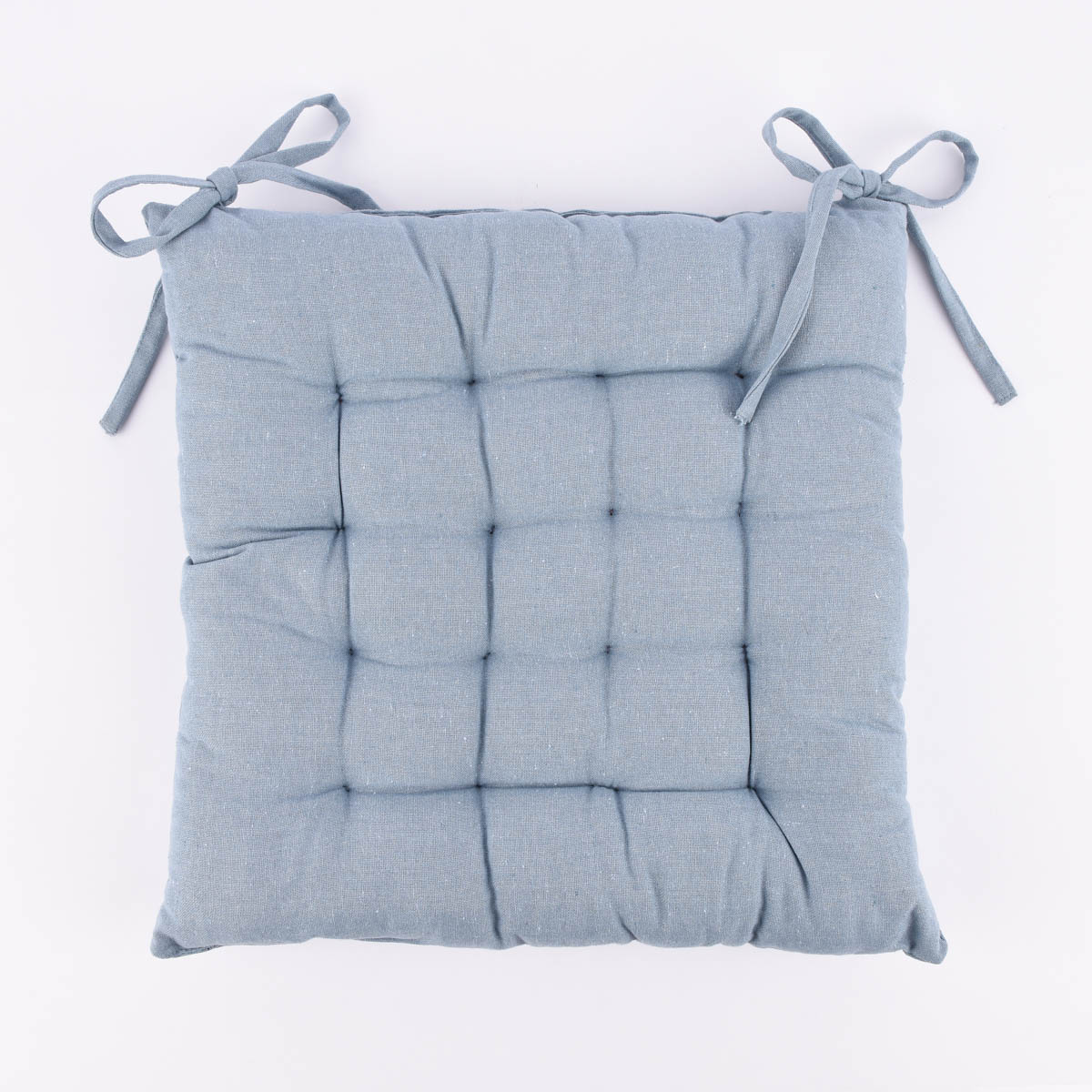 Stuhlkissen Sitzkissen aus Baumwolle mit Binderbändern und 16facher  Punktsteppung hellblau ca. 38x38cm