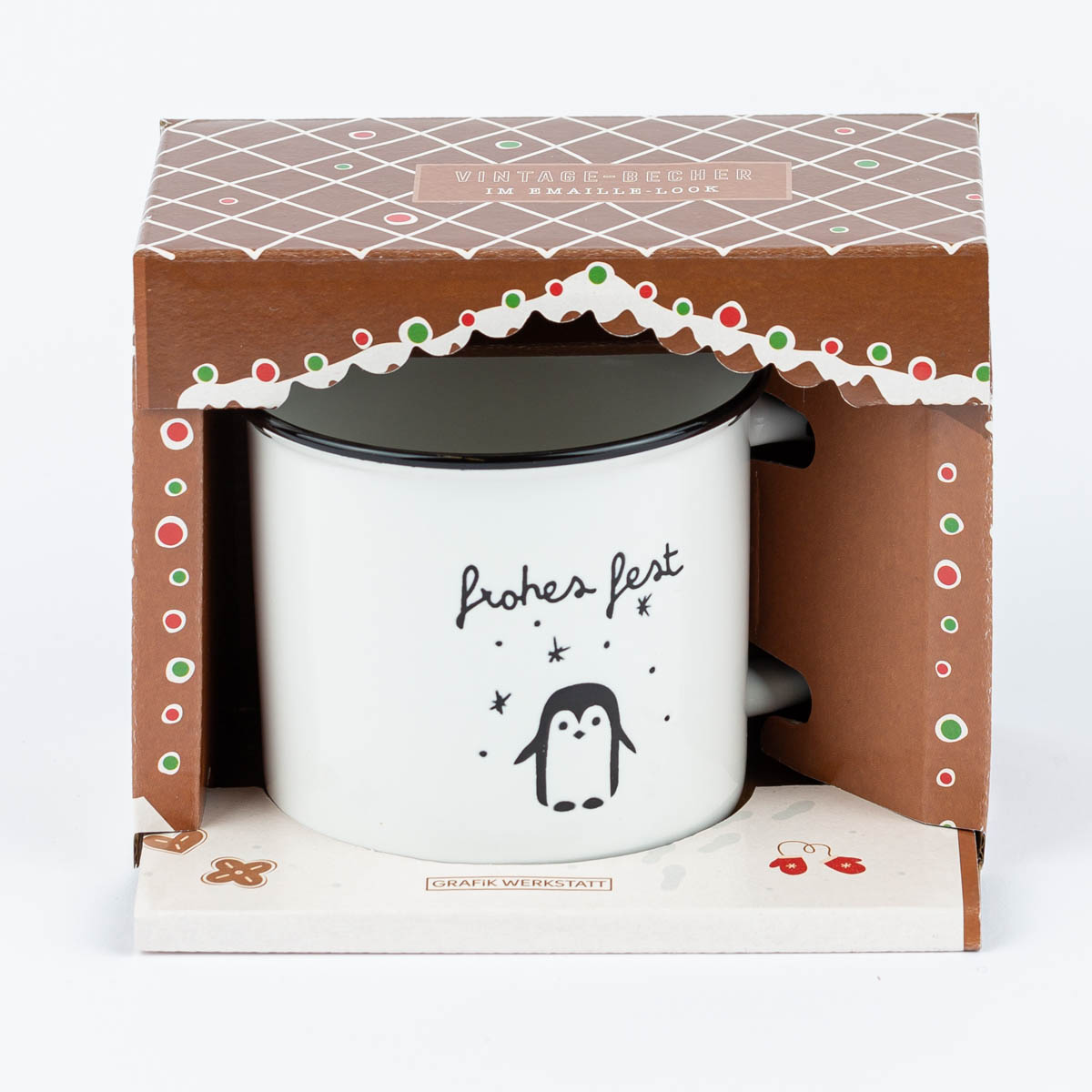 Porzellanbecher im Geschenkkarton - Pinguin Geschenk