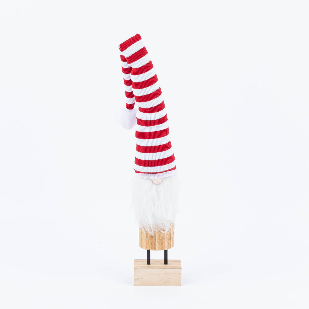 Dekofigur Wichtel aus Holz mit gestreifter Mütze rot weiß natur 8x5x43,5cm
