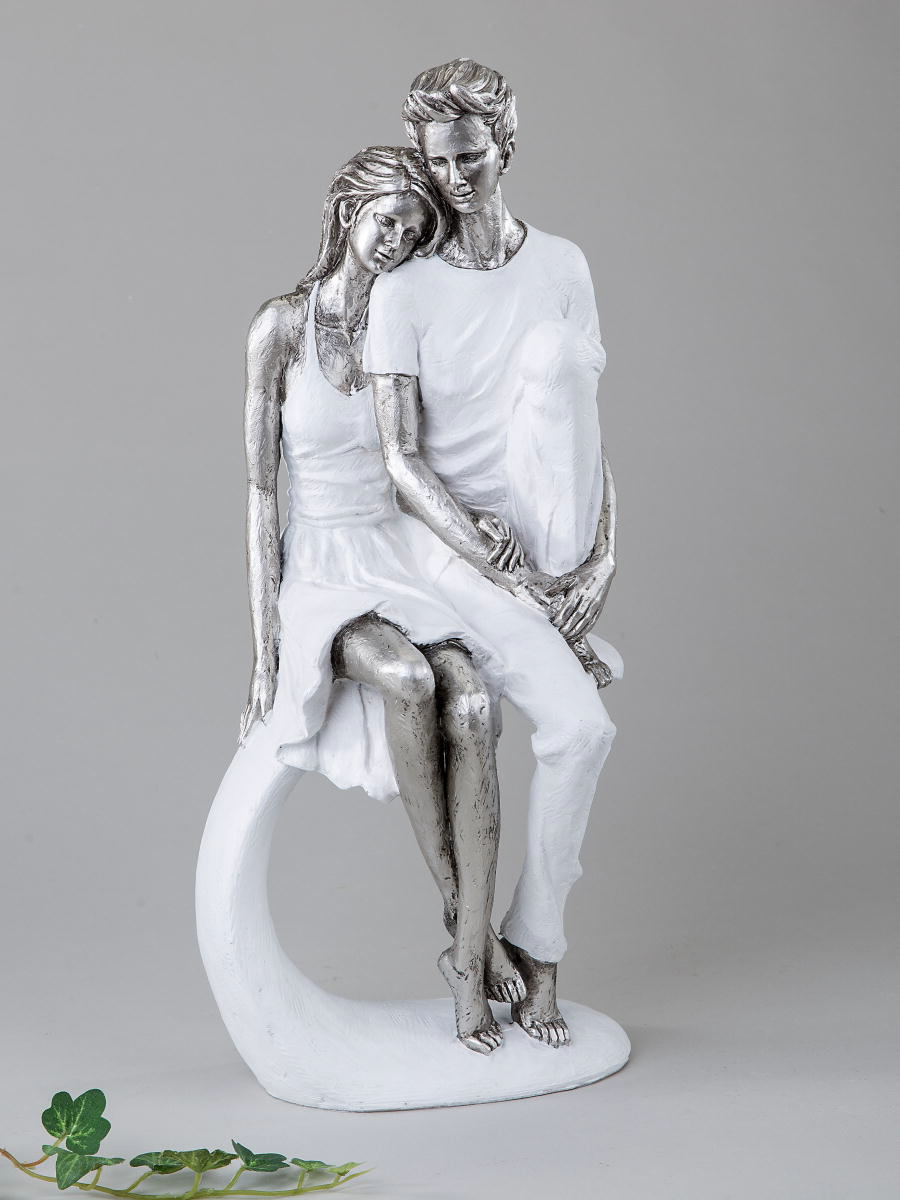 Skulptur Liebespaar Hochzeit Paar Statue Kunststein Antik-Stil schwarz Moderne 