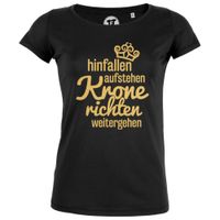 Hinfallen Aufstehen Krone richten weitergehen Gold/ Pink - Frauen T-Shirt Hinfallen Aufstehen Krone richten weitergehen Gold/ Pink - Frauen T-Shirt