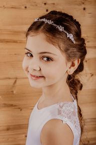 Haarreif mit Perlen und Blüten Weiß
