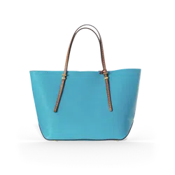 Stylische blaue Handtasche mit Lederriemen