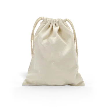 Graue Jutetasche mit Kordelzug zum Tragen
