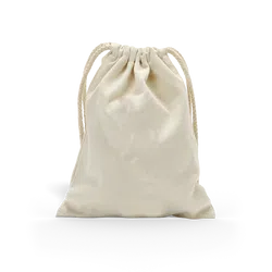 Graue Jutetasche mit Kordelzug zum Tragen