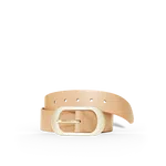 Chic cream-colored belt with gold buckle