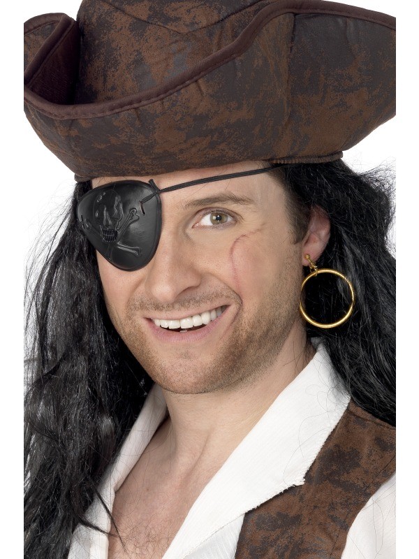 Pirat Augenklappe und Ohrring Set Piraten Seeräuber