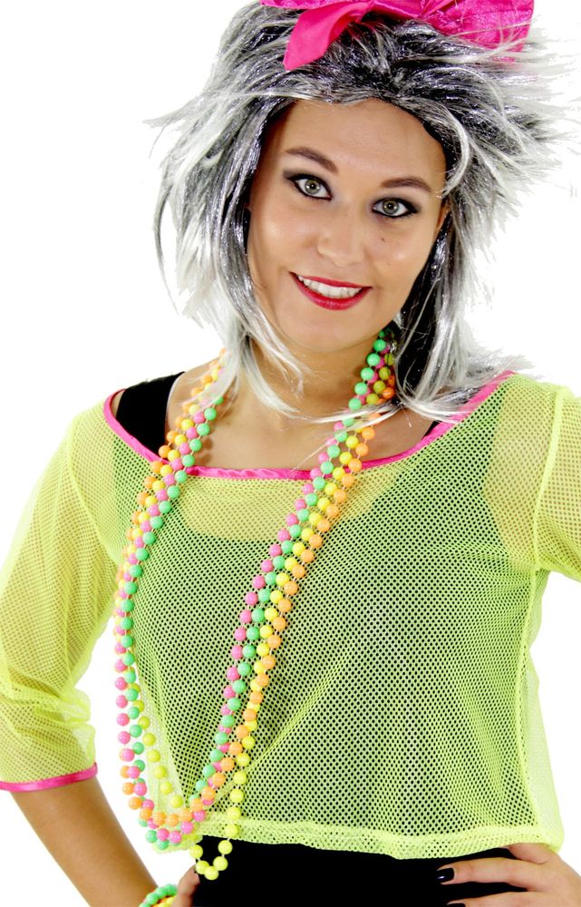 4er Set 80er Jahre Neon Perlenketten
