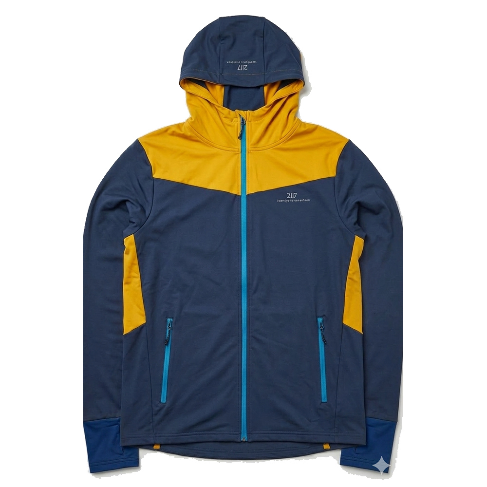 2117 of Sweden - Duvhult Herren Outdoor Sweatjacke Midlayer, gelb blau