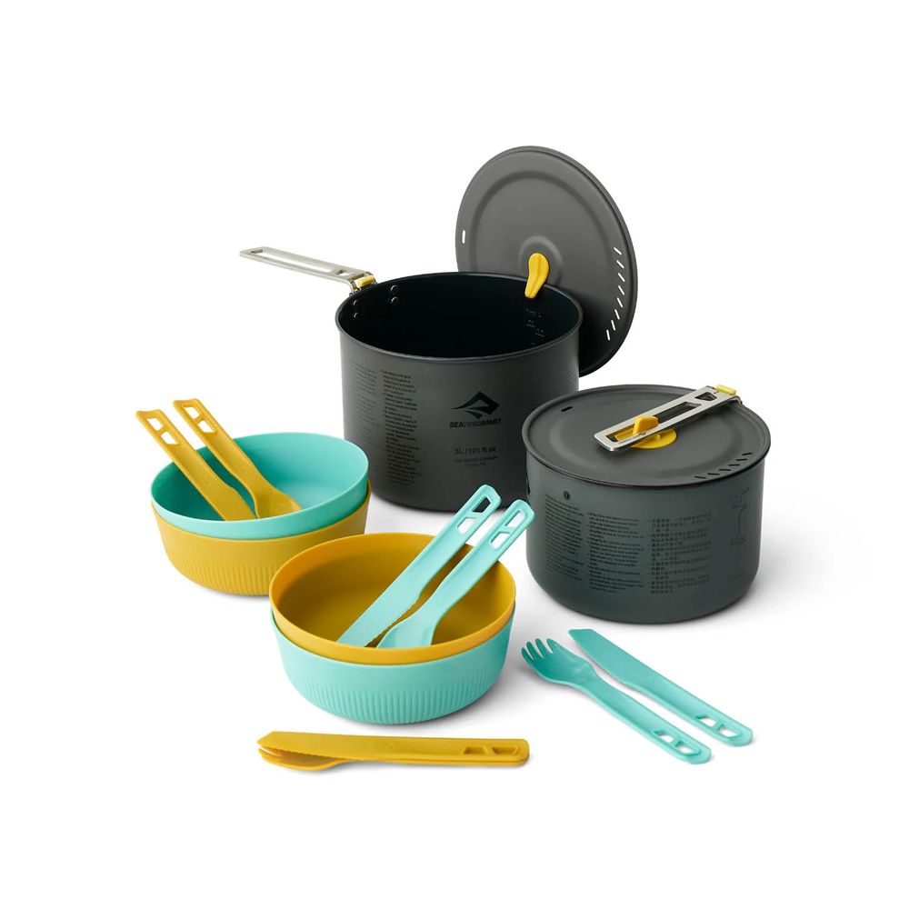 SEATOSUMMIT Frontier Two Pot Cook Set – Ultraleichtes Kochset inkl. zwei Campingtöpfe (14-teilig)