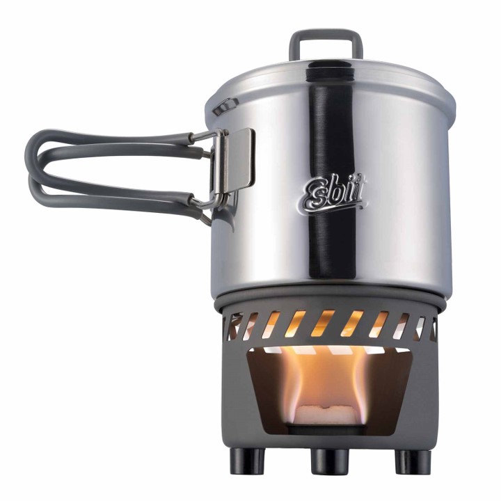 Esbit Trockenbrennstoff-Kochset, 585 ml, Edelstahl  - Camping Kochset für Trock
