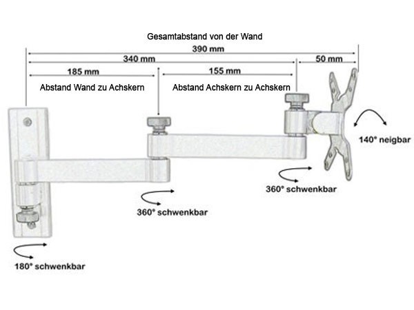 Fernseh Halterung Wandhalterung TFT/LCD/LED Fernseher 19-31 Zoll VESA 75 100 TÜV Modell: L52W Fernseh Halterung Wandhalterung TFT/LCD/LED Fernseher 19-31 Zoll VESA 75 100 TÜV Modell: L52W