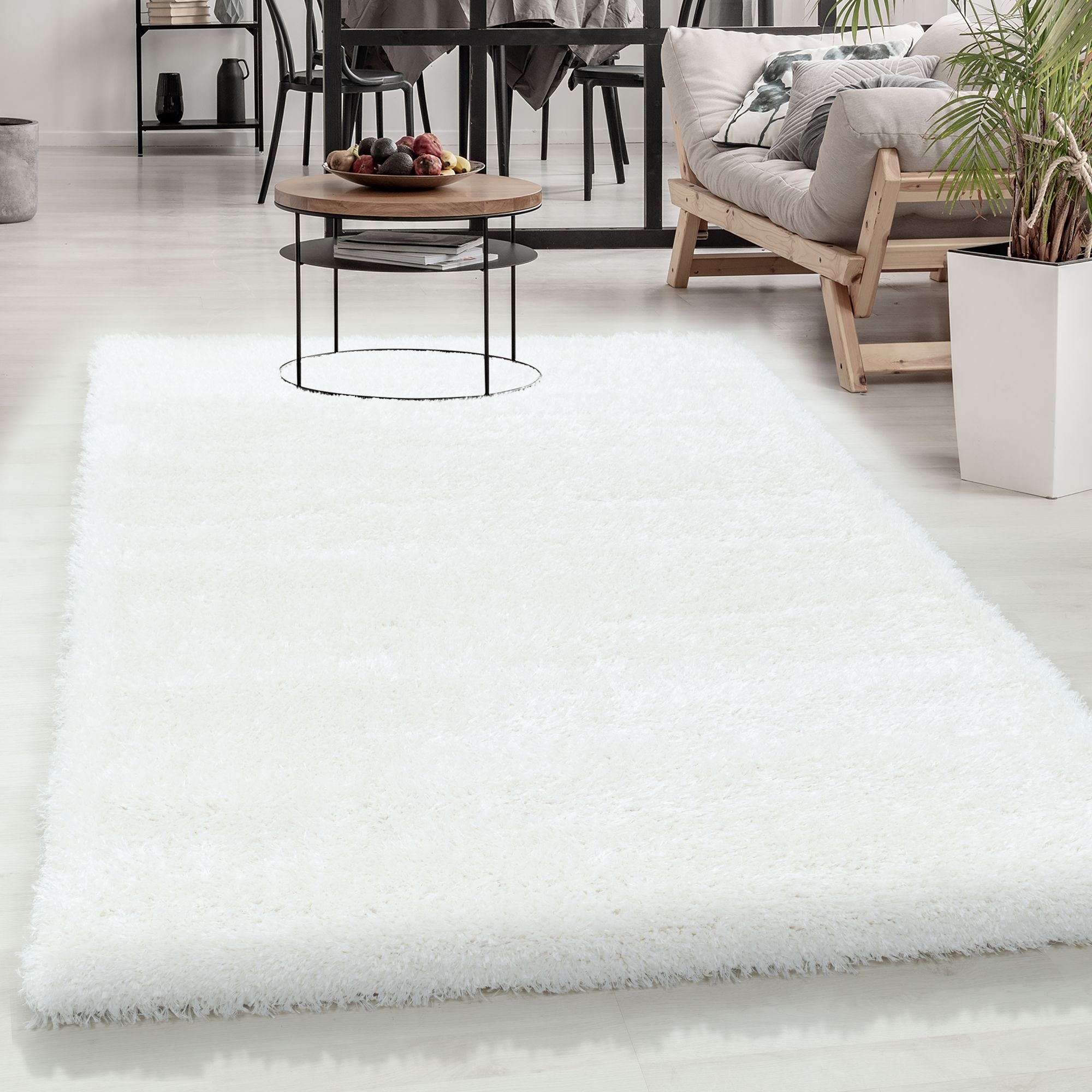 Hochflor Teppich Weiss, Flauschiger Langflor Shaggy Teppich ...