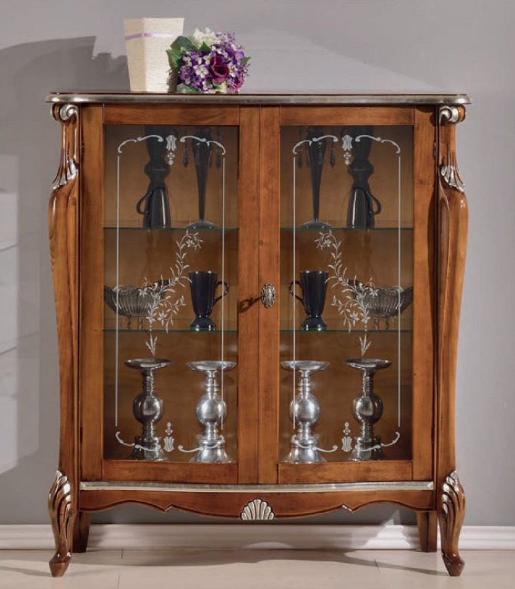 Baroque Verre Showcase Brune de Casa Padrino Glass Cabinet Cabinet Vitrine Vitrine