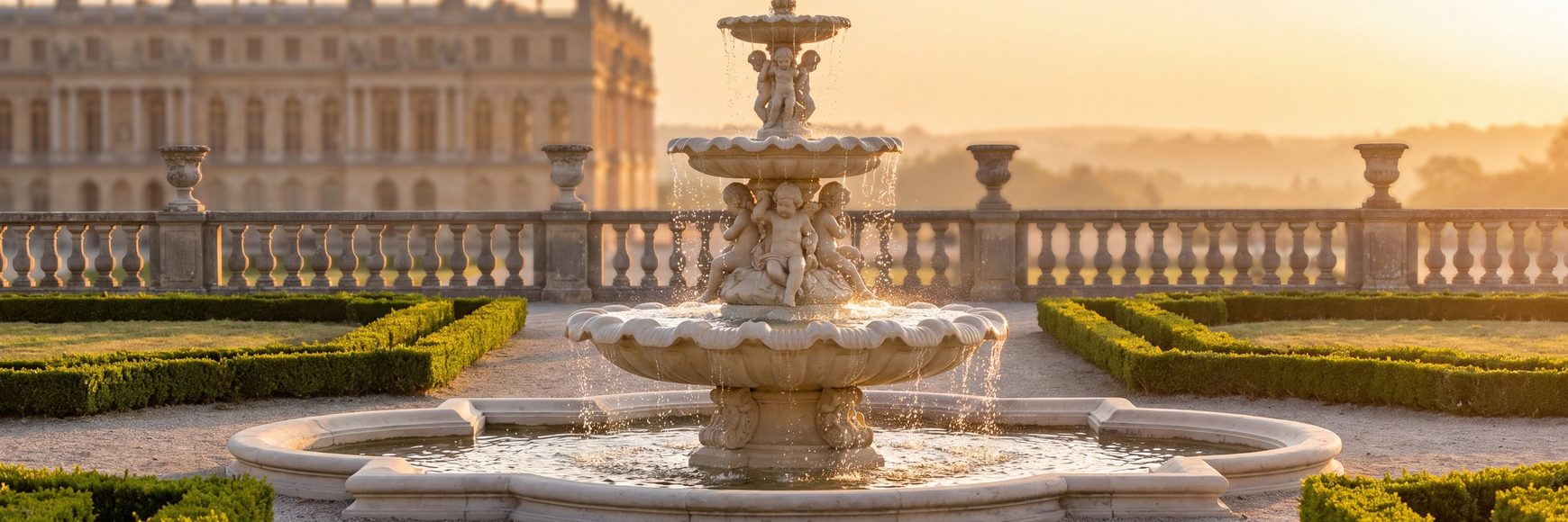 Springbrunnen von Casa Padrino, zweistöckiger Steinbrunnen auf der Schlossterrasse