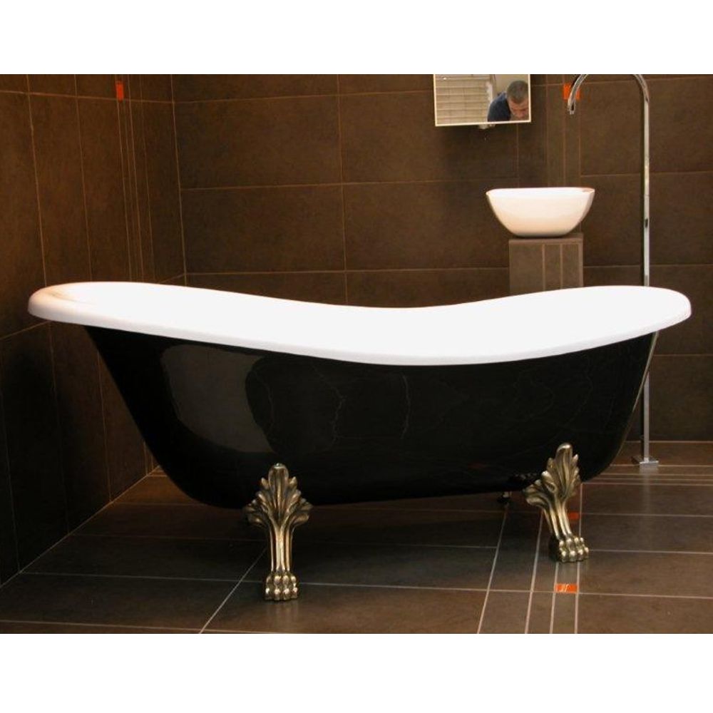 Luxus Badewanne freistehend schwarz silber von Casa Padrino