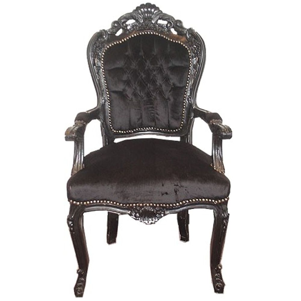Armlehnstuhl Handgefertigt - Esszimmer Stuhl von Casa Padrino in schwarz