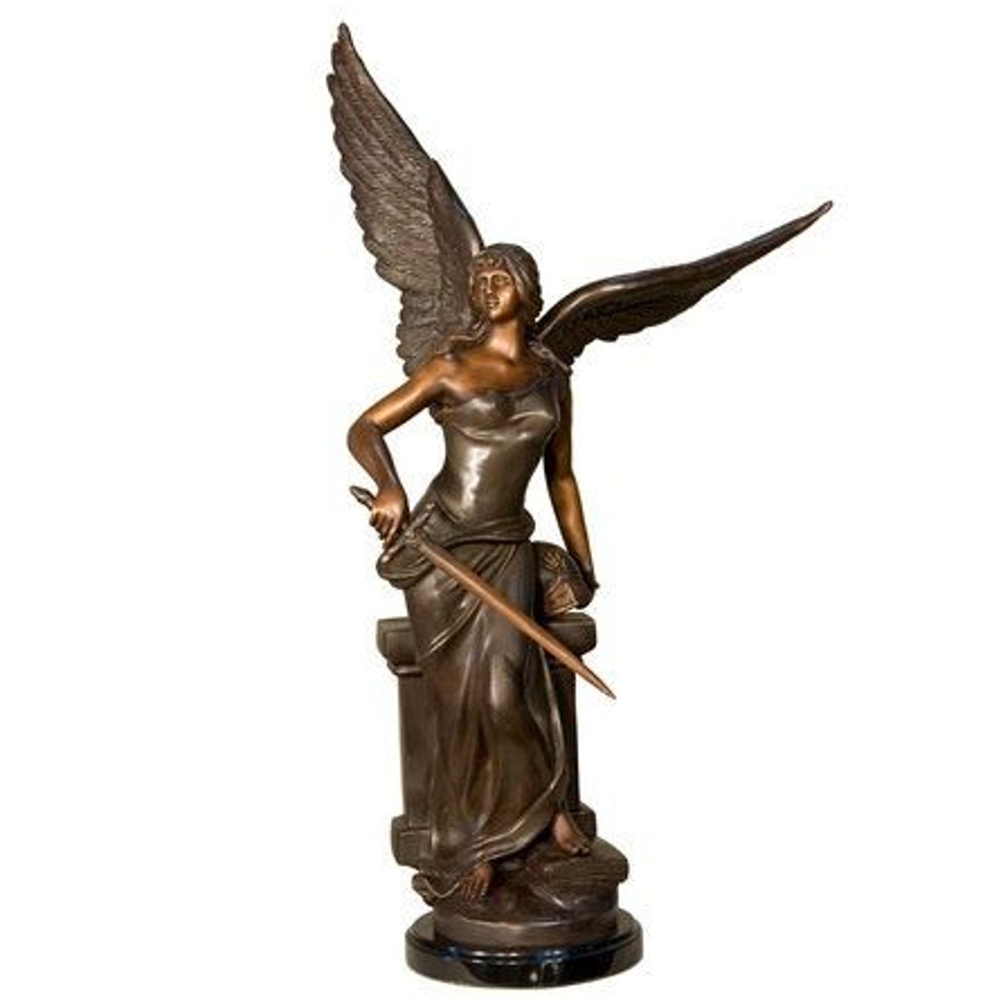 Vintage Antik Stil Bronze Skulptur Engel Schwert Flügel
