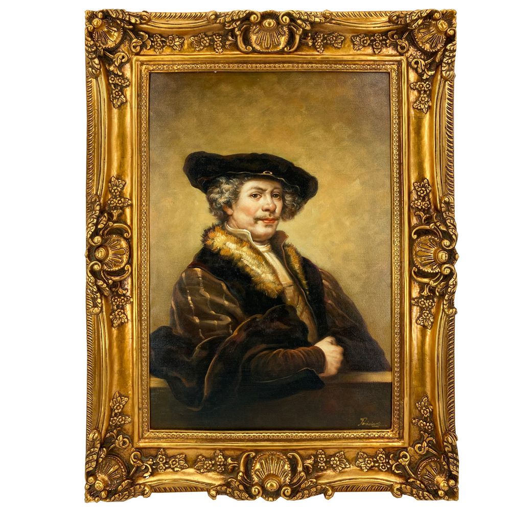 Ölgemälde Barock Rembrandt Porträt Selbstbildniss Antik Malerei Kunst