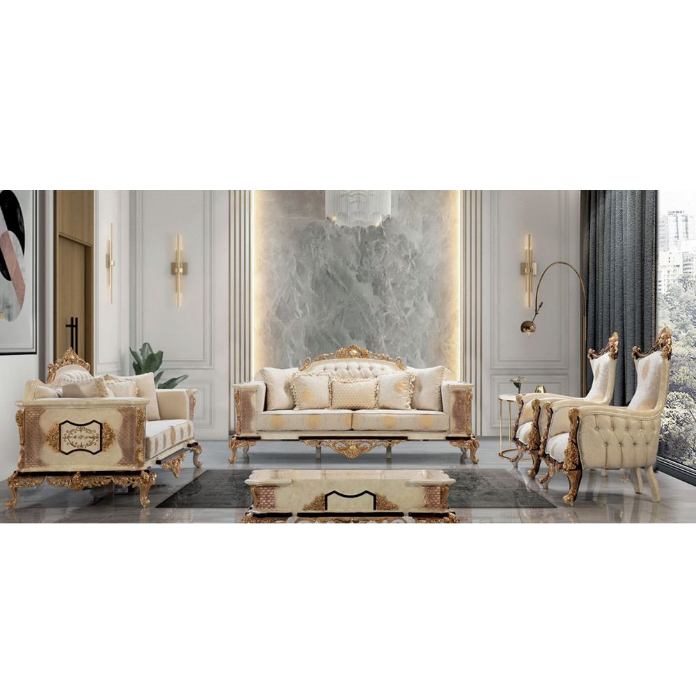 Luxus Sofa Set Creme Gold von Casa Padrino - Made in Italy