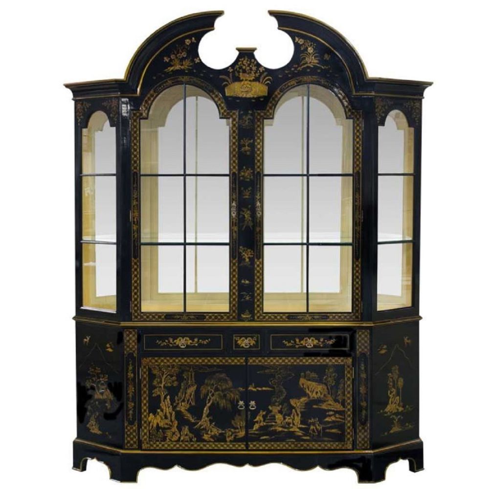 Prachtvolle Chinoise Vintage Antik Stil Barock Vitrine mit Glas von Casa Padrino aus Italien