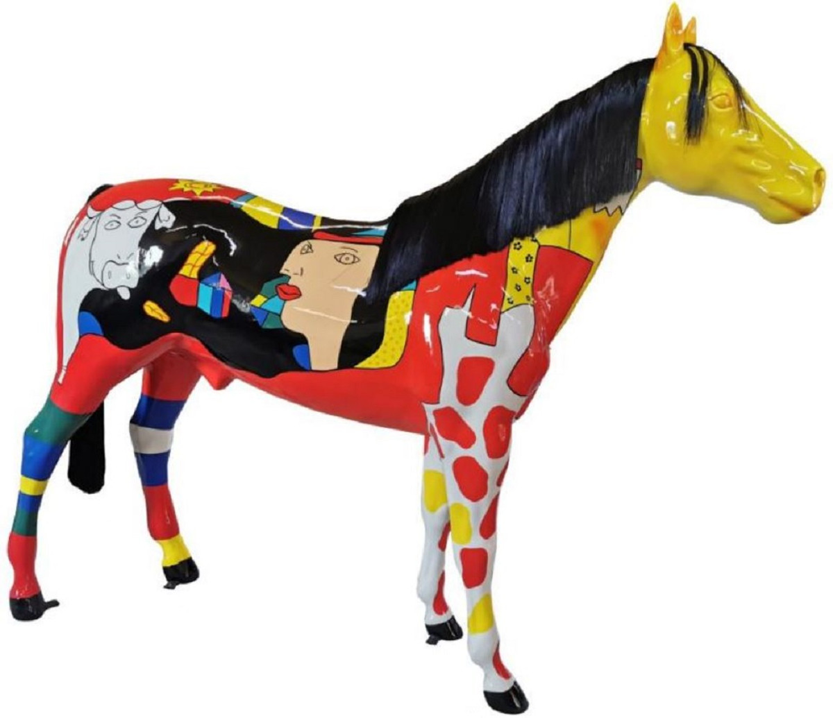 Escultura de jardín XXL caballo colorido tamaño natural Picasso