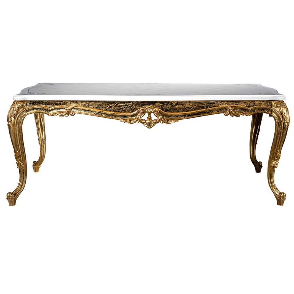 Luxury Baroque Dining Table White Gold by Casa Padrino - Made in Italy