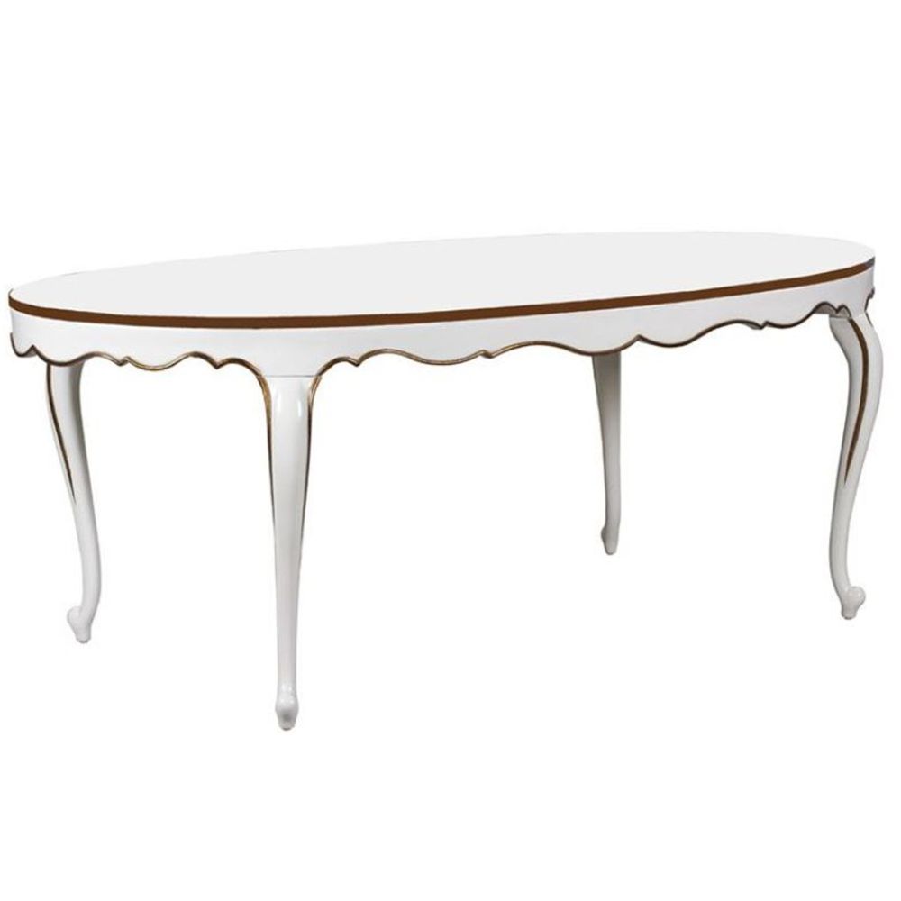 Luxury baroque dining table in white silver from Casa Padrino