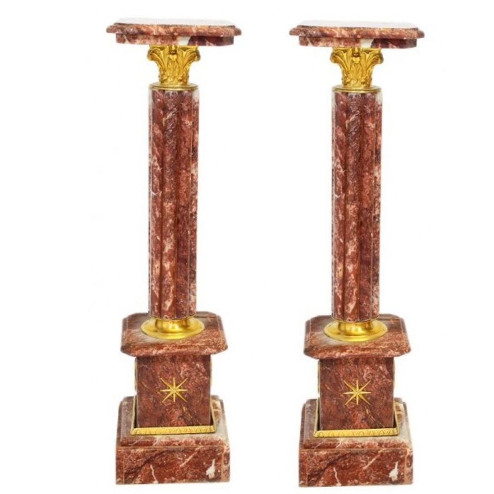 Marble Column Set Antique Red Gold Column Baroque