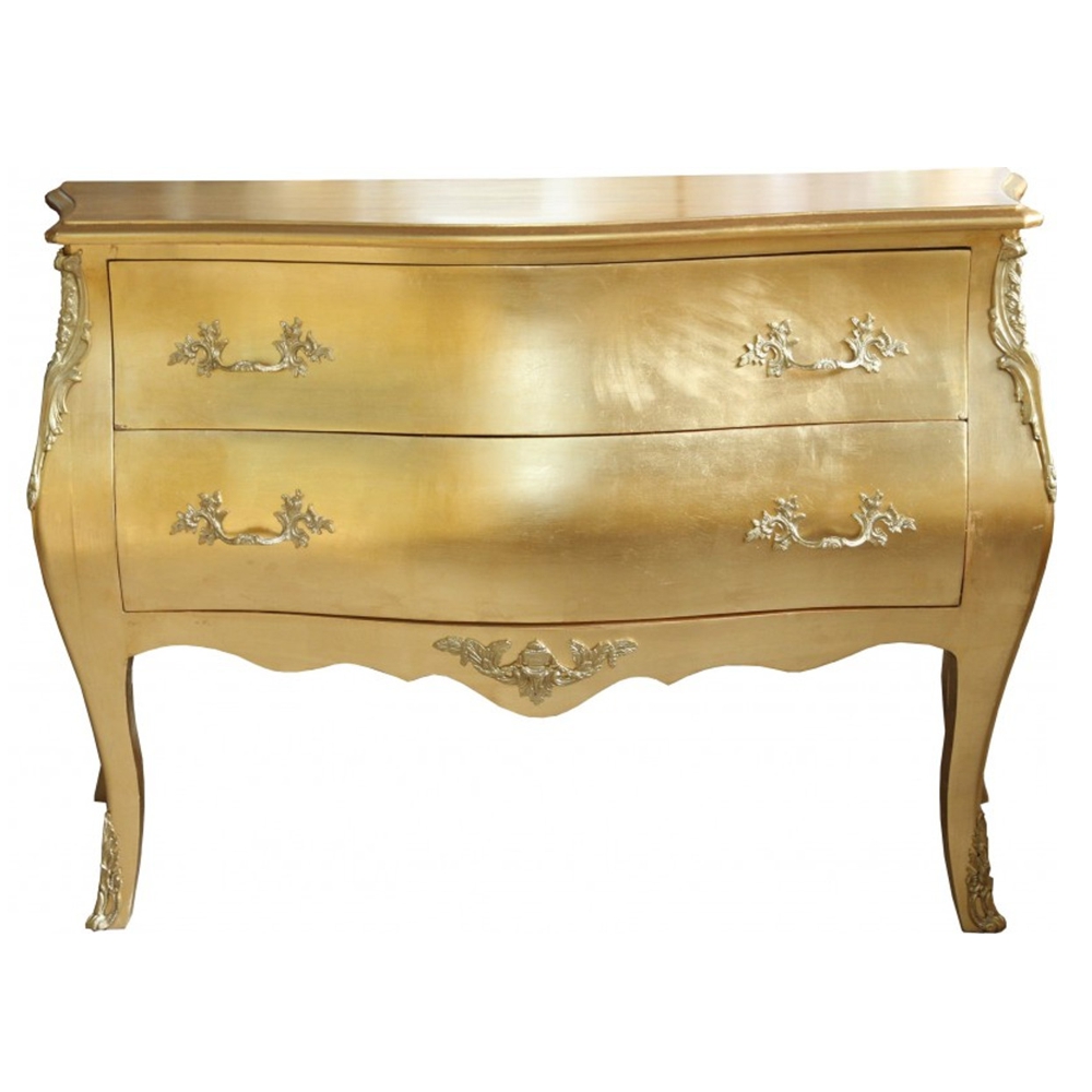 Brown luxury baroque chest of drawers with inlays in antique style by Casa Padrino