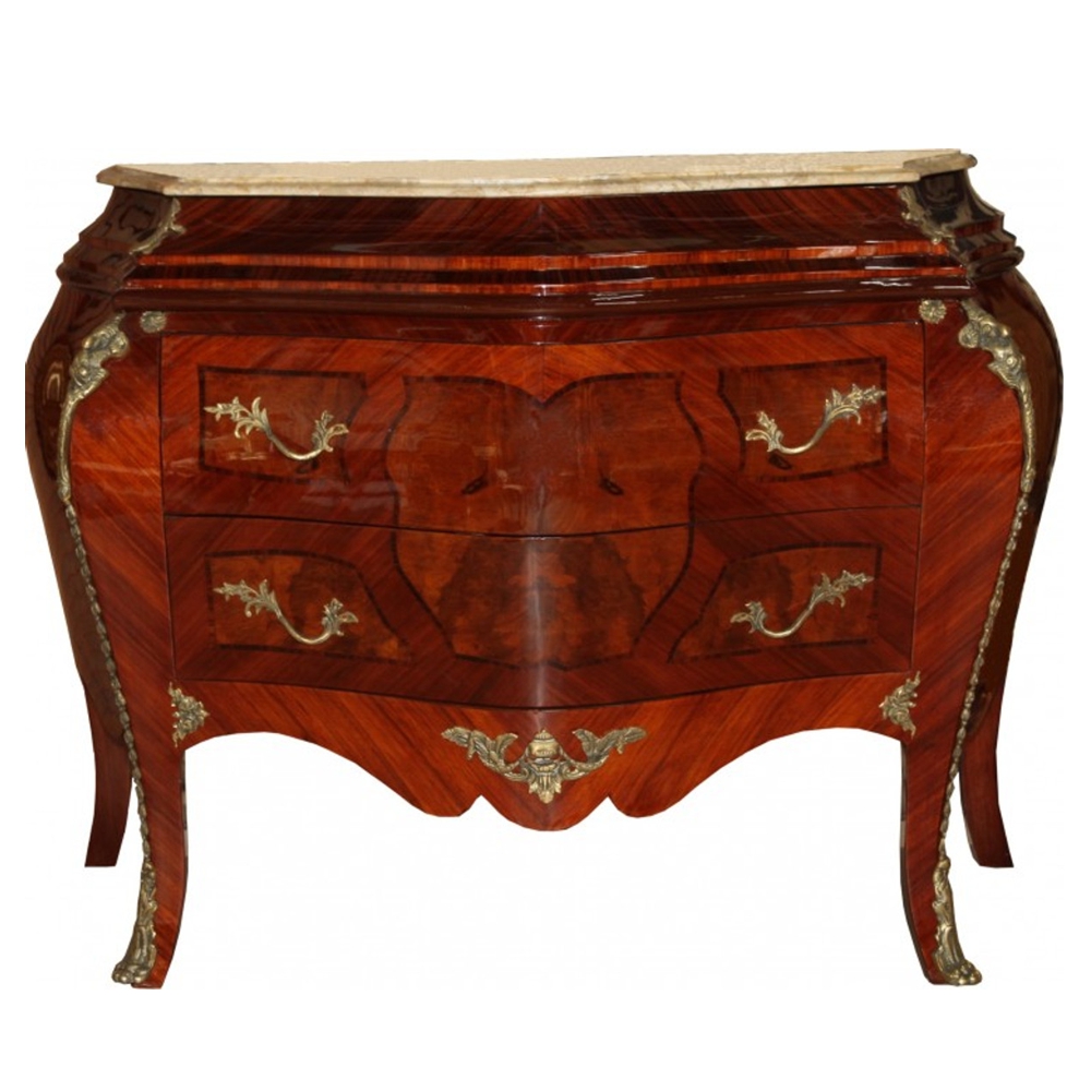 Baroque chest of drawers brown with cream-colored marble top by Casa Padrino
​