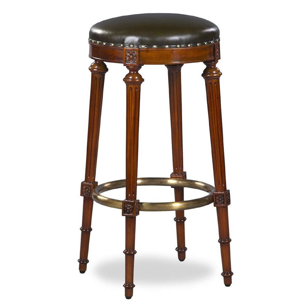 Bar stool in hotel quality - luxury bar stool Baar stool leather brown black