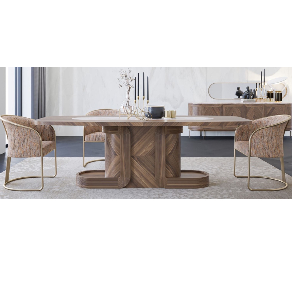 Solid wood dining room set brown dining table chairs luxury by Casa Padrino