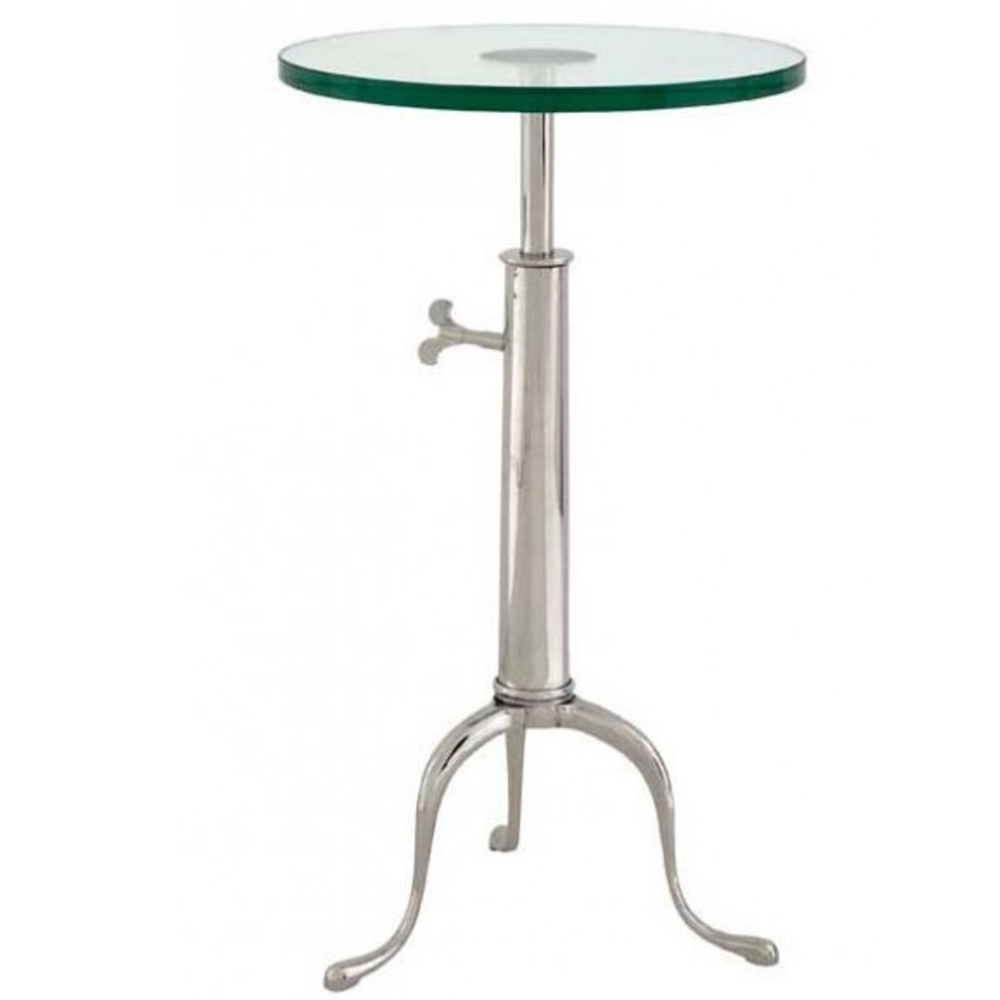 Industrial Side Table Metal Glass Silver by Casa Padrino