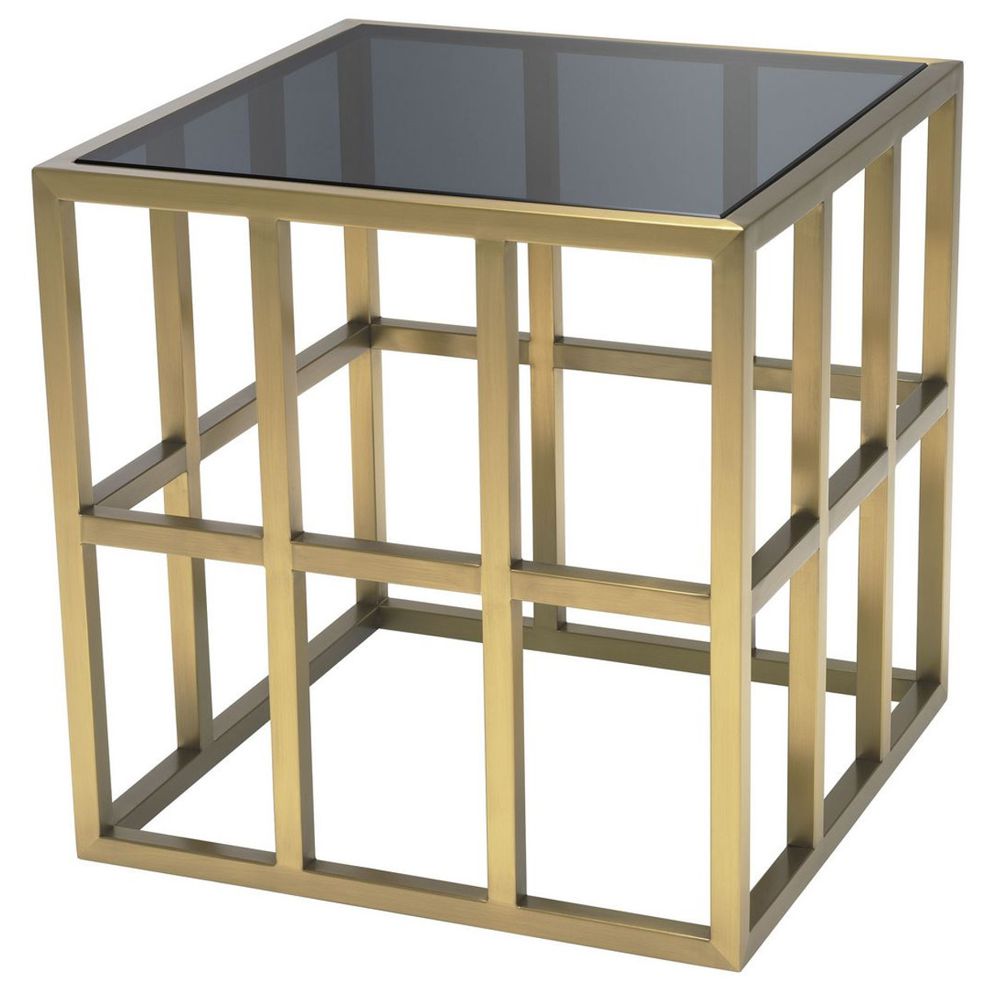 Luxury Hotel Side Table golden metalw ith black glass