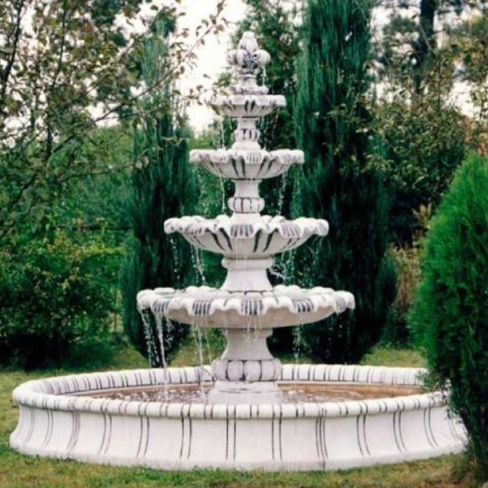 Fuente de jardín de lujo en gris blanco de Casa Padrino - fuente de jardín masiva
