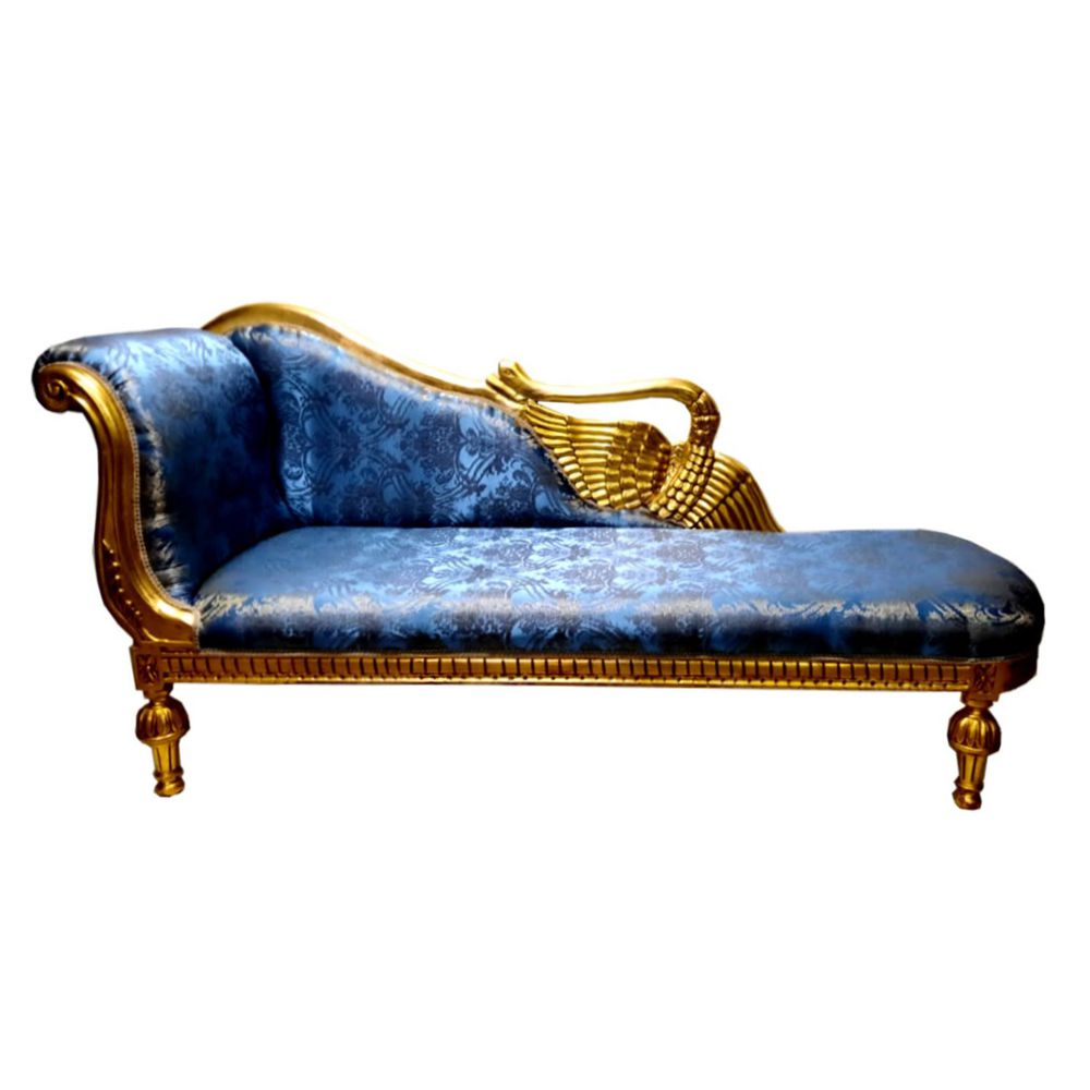 Divano recamier chaise longue barocco di lusso Casa Padrino Made in Italy Pelle Oro