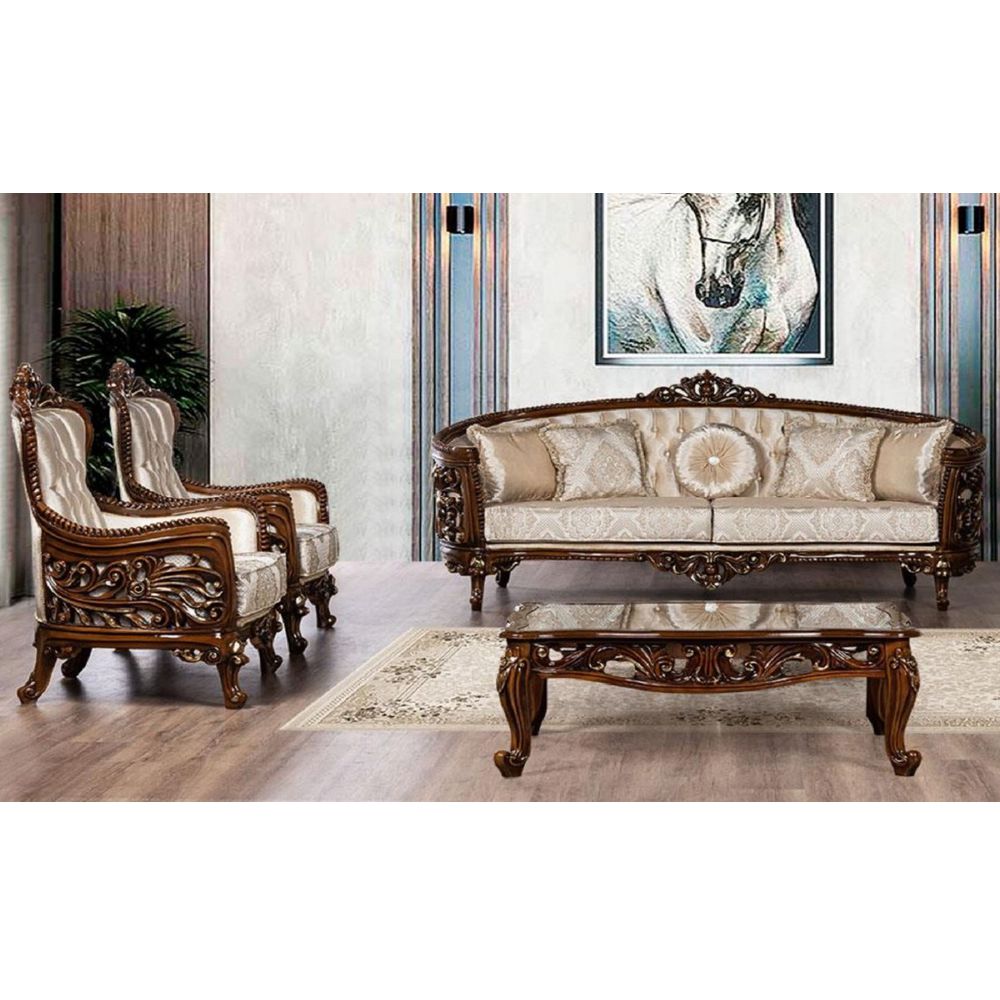 Set di divani barocco di lusso Crema Marrone Italia Casa Padrino