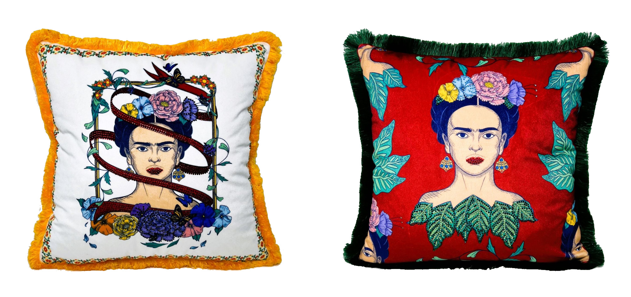 Les deux coussins les plus vendus de la collection Frida Kahlo de Casa Padrino