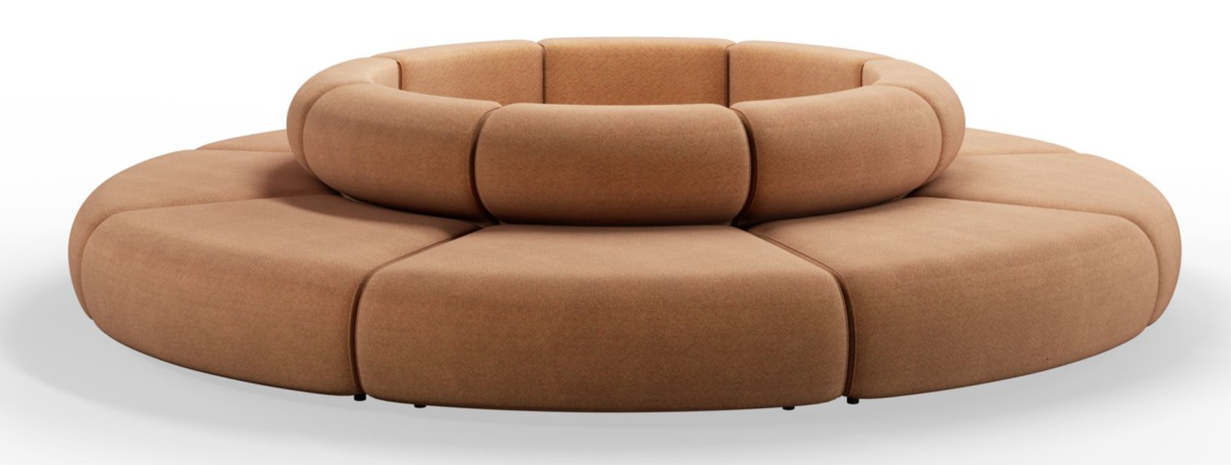 A very beautiful and elegant round modular sofa in a light brown tone from the luxury hotel supplier Casa Padrino.