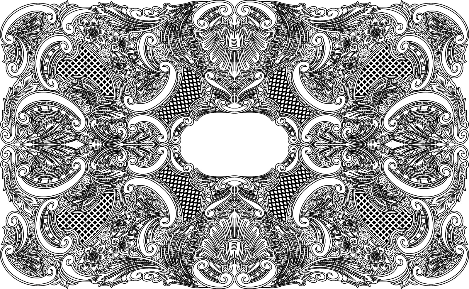 Pattern for engraving in baroque style for the handmade luxury serving trays by Casa Padrino.