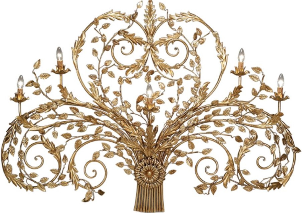 Wandleuchte in Gold im Jugendstil mit fünf Fassungen von Casa Padrino.