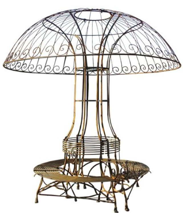 Round garden bench made of wrought iron with sun visor in Art Nouveau style by Casa Padrino