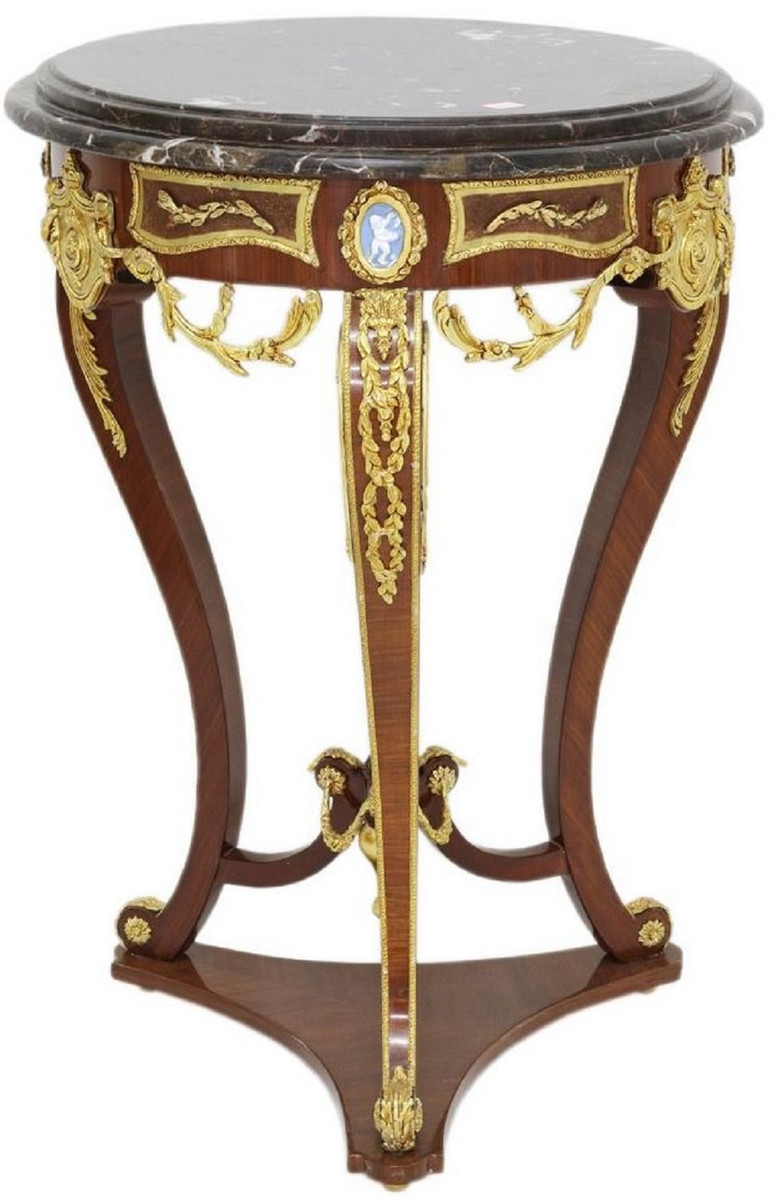 Baroque side table brown gold with marble top by Casa Padrino