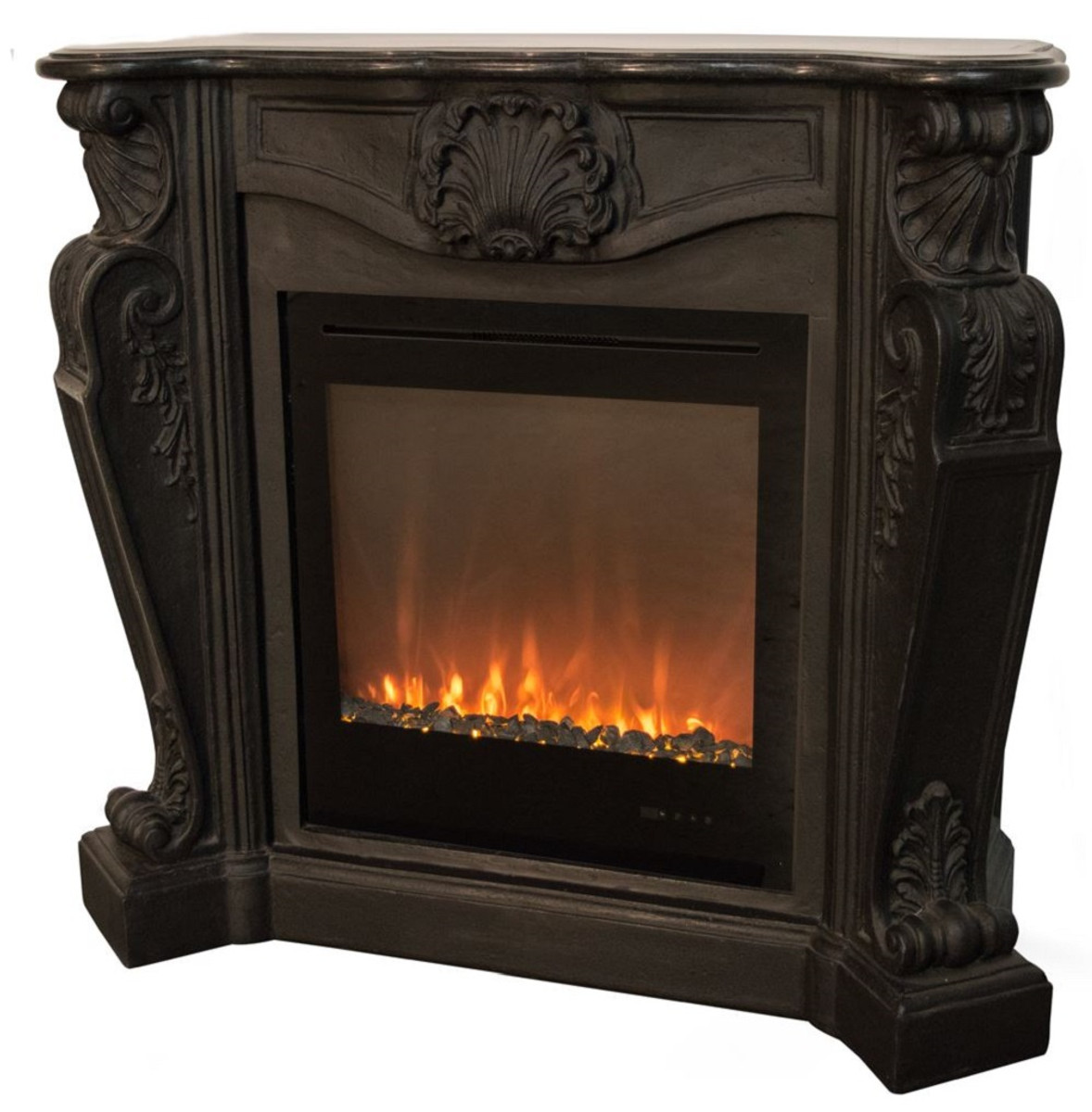 Electric fireplace luxury by Casa Padrino black baroque fireplace antique style